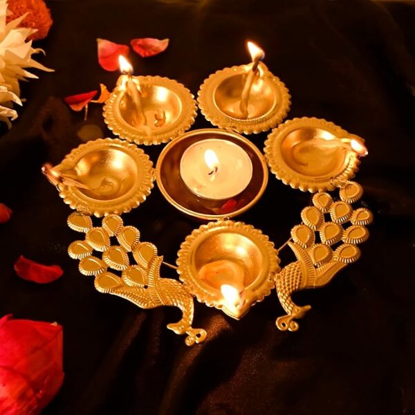 Peacock Diya Shape Decorative Urli Bowl