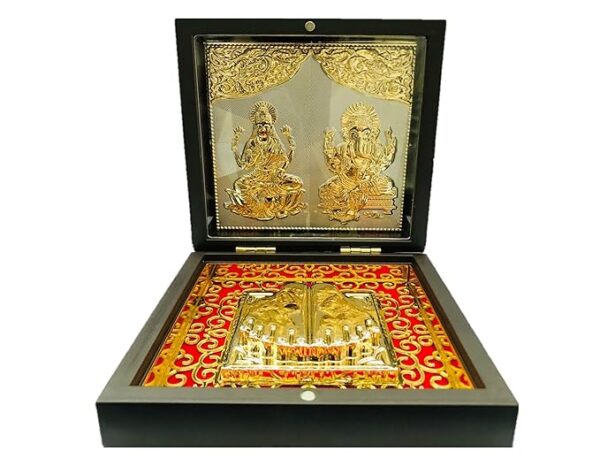 Gold Plated Shree Lakshmi Ganesh Pooja Box | Wedding, Corporate & Return Gift Pooja Box