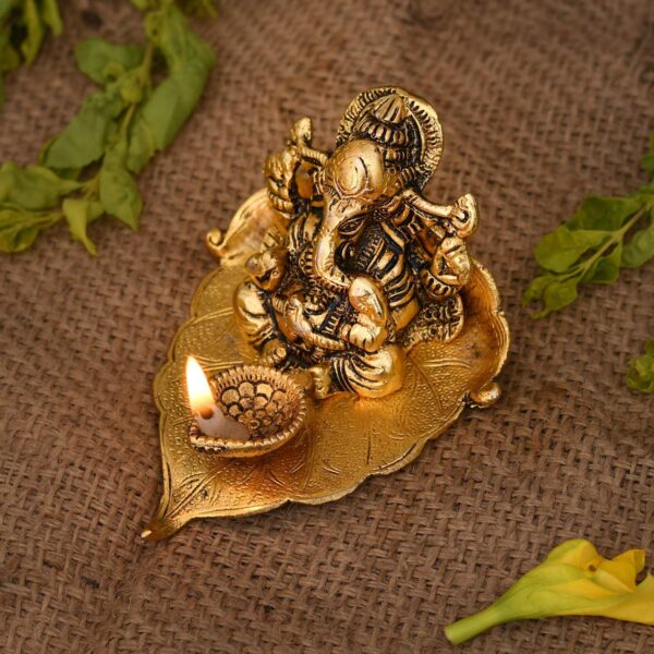 Lord Ganesha with Diya - Metal Diya for Diwali