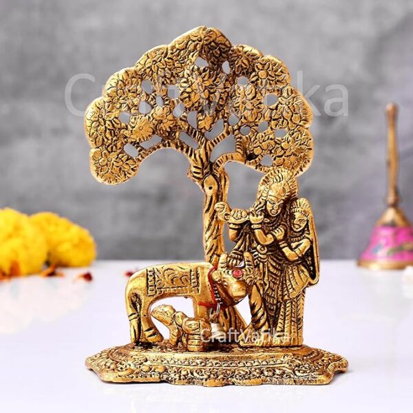 Radha Krishna Gift with Cow Calf Statue