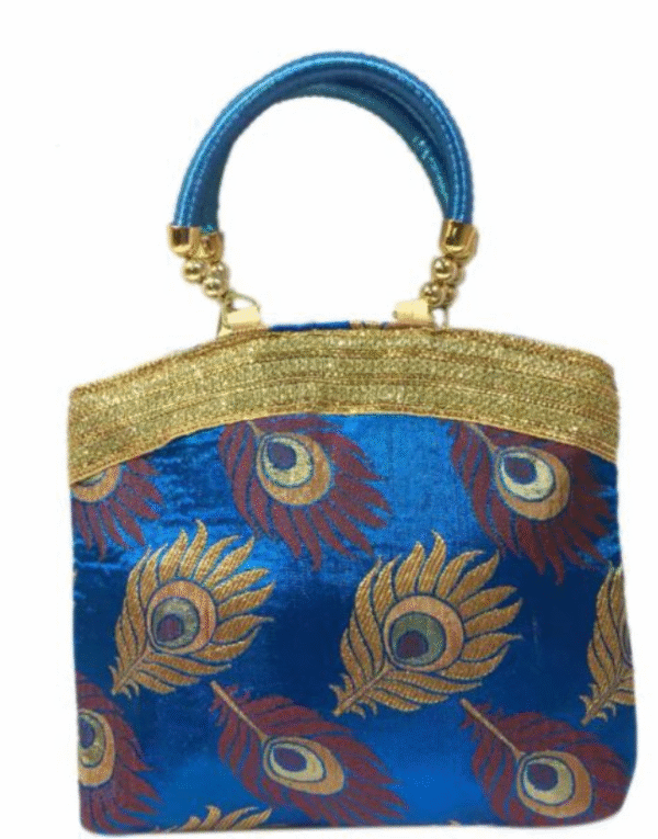 Feather Design Handbag With Border – Medium Size