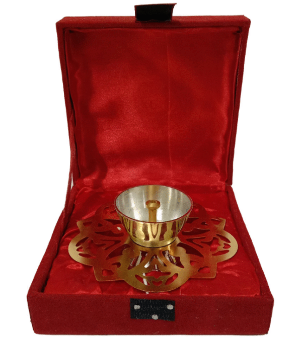 Brass Diya With Floral Jhaali Base