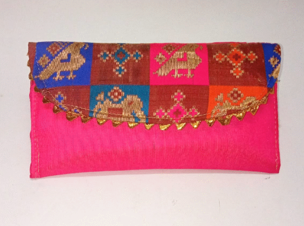 Raw Silk Ikkat Gota Purse