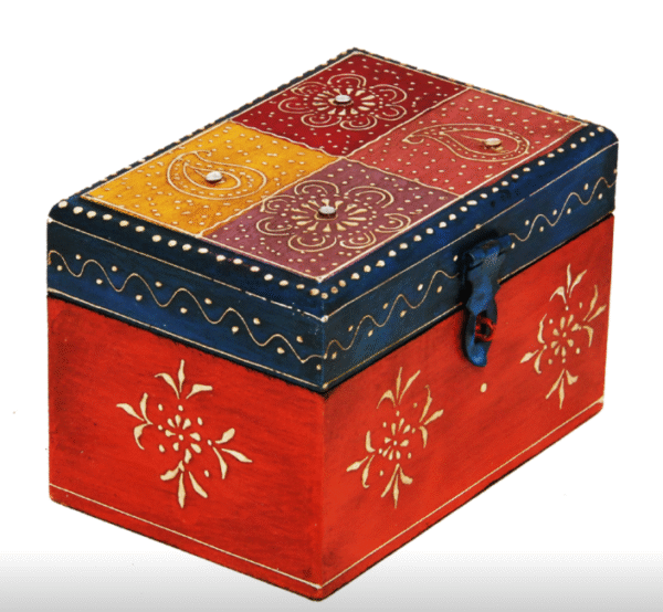 Handmade Multicolor Embossed Wooden Utility Box