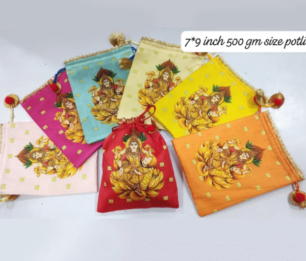 Digital Printed Lakshmiji / Ganeshji Potli Bags