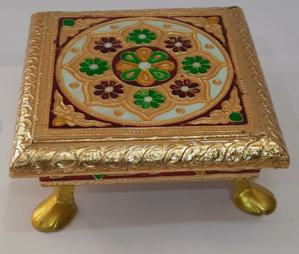 Wooden Chowki with meenakari work