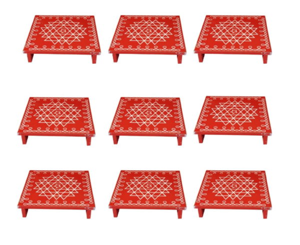 Navaratri puja return gifts sri chakra wooden manai pack of 15 | ethnic latest tamboolam return gifts | Navaratri vratham Return gifts