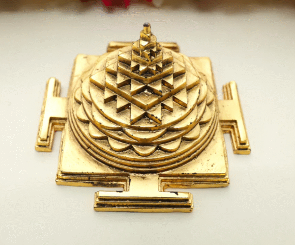 Antique Gold 3D Mahalakshmi Devi Sri Chakra/Shri Yantram - Comes With Gift Box